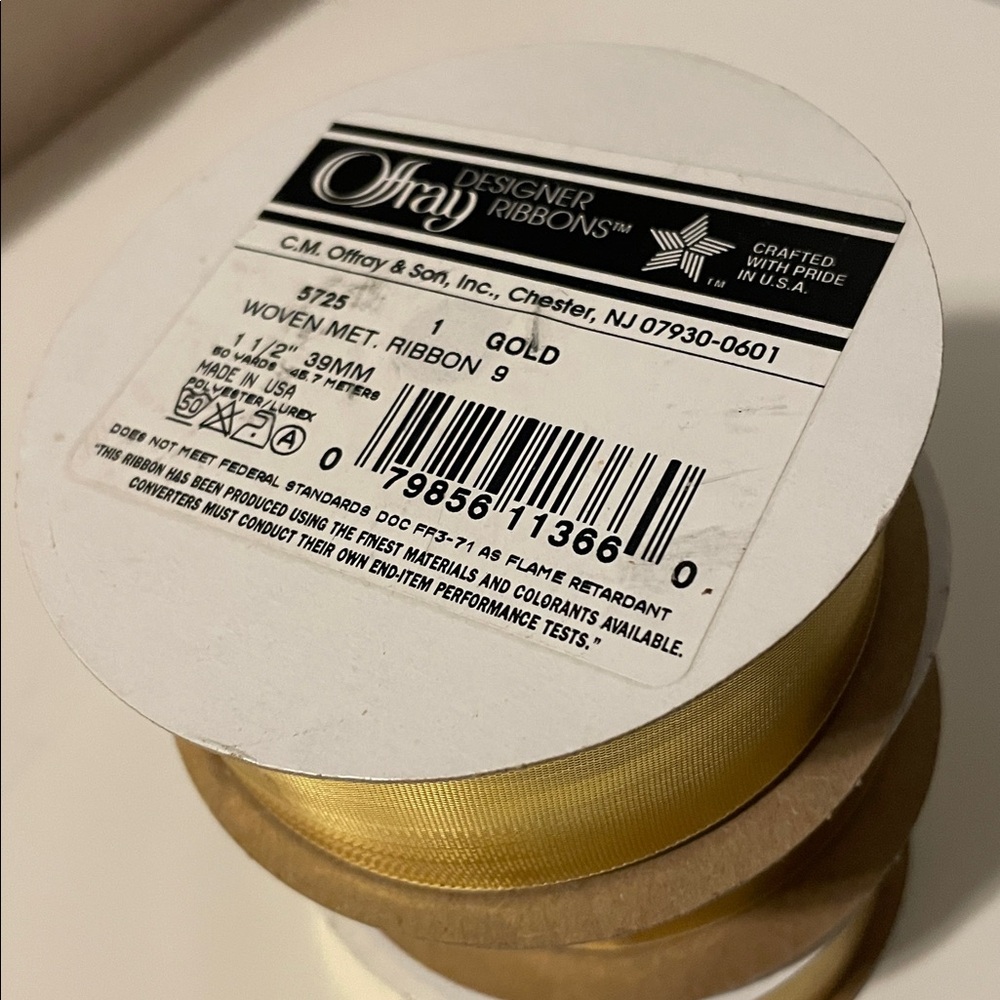 Offray Designer Ribbons - gold - Picture 2 of 3
